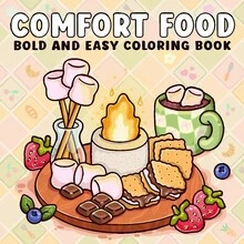 1 Stück COMFORT FOOD 46 Seiten Malbuch für Erwachsene Entspannung und Stressabbau, bequeme Muster und klare Linien, mit einer Vielzahl an gemütlichen Motiven. Empfohlen für Verwendung mit Malblock, geeignet für Familie und Eltern-Kind-Interaktion, Rückkehr zur Schule, Schulmaterial, Zeichnen & Malen, Halloween, Weihnachten