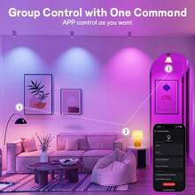 4pcs,  Smart Bulbs, Smart Light Bulbs Led Lights For Bedroom, Wireless Light Bulbs With App Control, RGBCW LED Color Changing BuIbs,  Smart Home Devices With Dimmable Music Sync, A19 E26 9W 800LM. - 查看 9