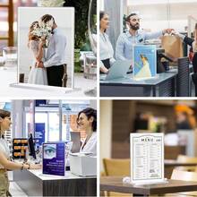 3/6 件亚克力标牌架 8.5 X 11 英寸，透明亚克力双面垂直桌面菜单展示架，纸质传单架桌面标牌架，适用于餐厅、办公室、商店、酒店 - 透明 - 查看 7