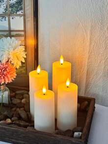 4/12pcs Flameless Candles With Remote/Timer, LED Electronic Candles, Outdoor Flickering Flameless Candles, Battery Powered, Home Decor, Tabletop Decor, Holiday Decor, Wishing Candles, Suitable For Christmas, Valentine's Day, Halloween, Home, Wedding, Gift, Birthday Decor, Party - 白色 - 查看 7