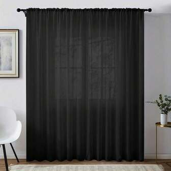 1pc White Chiffon Sheer Curtains, Designed To Filter Light While Being Transparent, Suitable For Bedrooms, Offices, Kitchens, Living Rooms, Studies, And Home Decor. ﻿