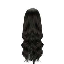 Wavy Hair Wig With Bangs Black Organic Fiber Long 60cm - màu đen - Xem 2