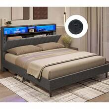 Base Cama Tapizada Led Con Estación Carga,queen Size - Tipo de Enchufe B USA (110-127V) - Ver 6