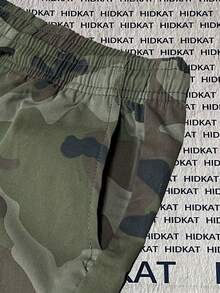 Hidkat 女款春秋輕量薄款迷彩工裝長褲，大貼袋設計，彈性腰帶附抽繩，錐形褲腿透氣運動長褲，適合日常戶外休閒活動 - 軍綠色 - 查看 7