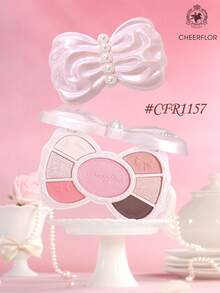 CHEERFLOR GIRLS BOWKNOT Makeup Palette, Matte Shimmer Powder Eyeshadow Pallet, Highly Pigmented, Long-Lasting Bright Shimmer Matte Eyeshadow, Light, Smooth, With Mirror, Highlighters Contour Blush Powder All In One Makeup Pallet