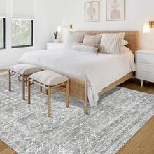 Large Washable 6x9 Area Rug: Boho Moroccan Geometric Neutral, Non-Slip Foldable Indoor Floor Carpet For Living Room, Bedroom, Dining Table - Beige, 6X9 - Moroccan Grey - View 3