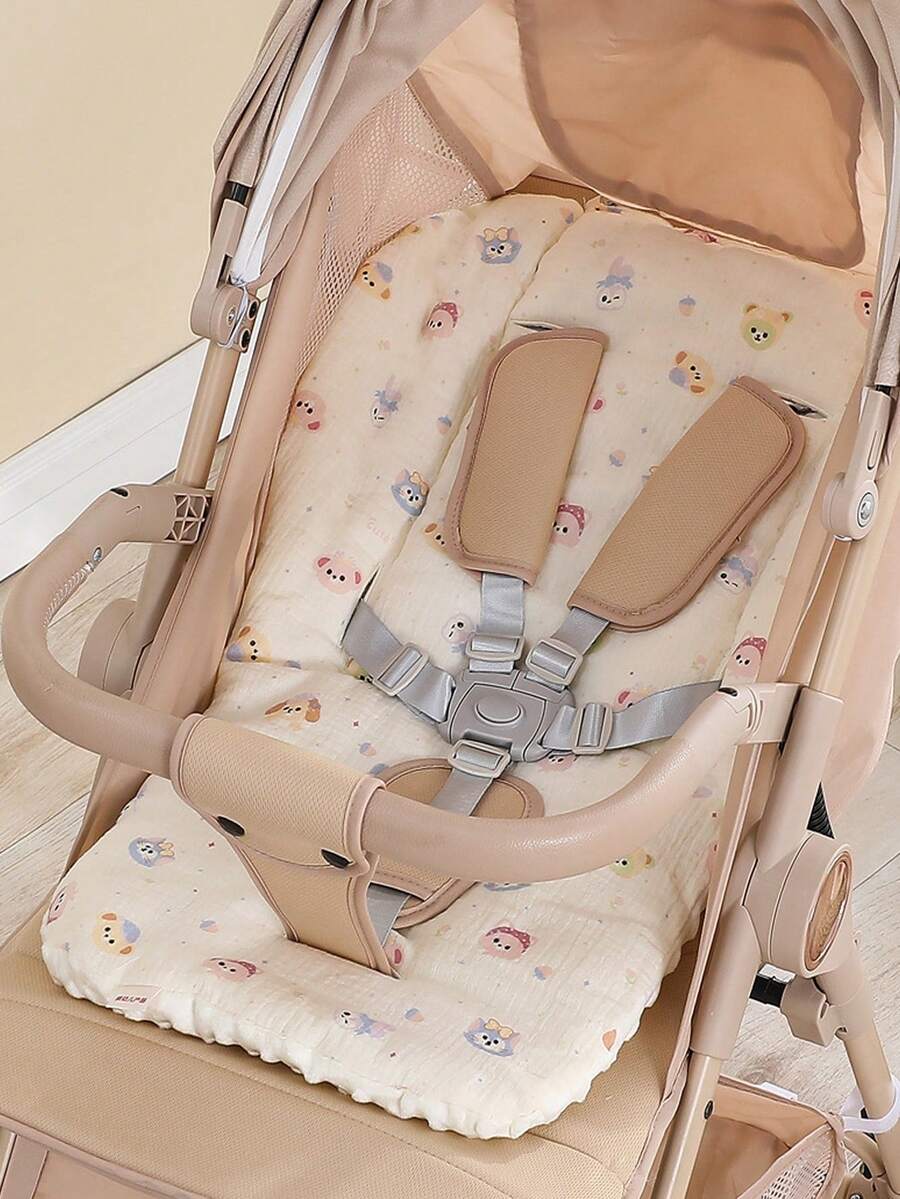 1pc Baby Stroller Pad, Soft Plush Beanbag Seat Cushion, Infant Carriage Cotton Mat, Bassinet Bed Pad, Safety Car Seat Liner, Reversible