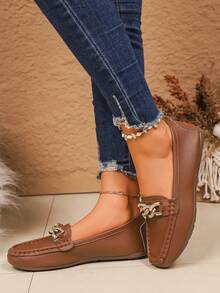 Women's Flat Shoes, 2025 New Style Slip-On Casual Shoes, Fringe Versatile Soft Bottom Penny Shoes, Elegant Fashion, Lightweight And Comfortable Flat Shoes - Brown - View 3