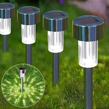 1/10pcs Outdoor Solar Landscape Lawn Light And Shadow Lights, Stainless Steel LED Waterproof Stick Stick Lights, Solar Garden Light, Yard Light, For Pathway, Patio, Lawn, Walkway, Deck And Driveway, Christmas Holiday Gift