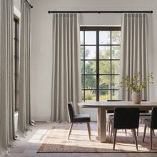6 Panels Natural Pinch Pleated Semi-Shading Curtains Textured Linen Blended Window Curtains For Living Room Bedroom Pinch Pleat Drapes With Hooks - 深亞麻色 - 查看 2