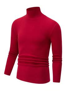 3pcs High Neck Long Sleeve T-Shirts For Men, Reversible Fleece Fabric, Warm Casual Thermal Undershirt, Autumn/Winter