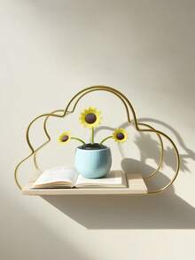 1pc Modern European Style Iron Wall Mounted Shelf - Fashionable Geometric Design, Suitable For Home And Office Decor And Storage