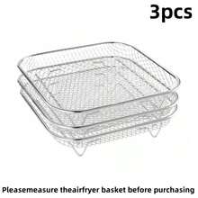 1pc/3pcs/Set Air Fryer Accessories, Multipurpose Air Fryer Accessories, Stackable Air Fryer Rack, Grill Mesh, Stainless Steel Baking Tray, Round/Square/Rectangular Stainless Steel Air Fryer Rack Set - Fit For Oven And Air Fryer, Dishwasher , Perfect For Healthy Holiday Baking - Reusable Stackable Rack, Easy To Clean, Kitchen Gadgets