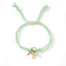 1PC Bohemian Cross Half Stone Bronze Adjustable Rope Bracelet For Women & Couples - Stackable, Gift For Her, Christian Jewelry