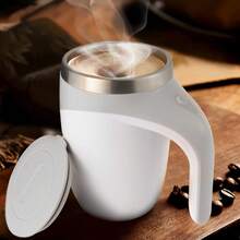 USB Rechargeable Self-Stirring Coffee Mug - Coffe Cup,High-Speed Magnetic Stainless Steel Travel Mug, Keeps Drinks Hot Or Cold, Perfect For Office, Cooking, And Outdoor Use, Ideal For Holidays And Everyday Convenience, Office Drinkware | Ergonomic Handle | Stainless Steel Mug, Best For Christmas, Perfect For Thanks Giving,Back To School - trắng - Xem 10