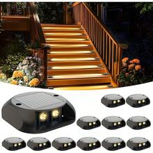 Quntis 12 Pack Luces para Escalones de Cubierta, Luz LED Iluminación Unidireccional, Lámpara Solares Exteriores IP65 Impermeable para Jardín, Camino, Césped, Patio, Patio, Blanco Cálido - Blanco Cálido/Iluminación Unidireccional - Ver 2