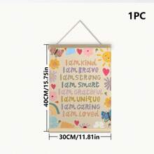 1 buc., Tablou de perete pe pânză, Decor pentru camera copiilor înrămat, Poster cu afirmații pentru copii, Imprimeu cu tematică florală, Imprimeu personalizat pentru dormitorul copiilor, Artă de perete personalizată pentru fete, Imprimeu pentru camera de joacă pentru fete, Decor pentru camera copiilor, Floral, Stil boem, Decor pentru camera copiilor, Decor pentru camera maternității