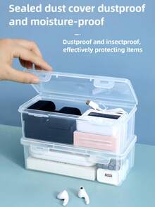 1pc Minimalist Transparent Cable Management Box, Compact & Elegant Cable Organizer Box, Dust-Proof & Waterproof Desktop Cord Holder - Clear - View 10
