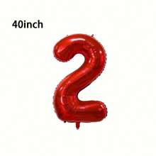 1pc 32/40 Inch Red Solid Number Foil Balloon, 0-9 Large Size Polyester Digit Balloons, Decorative Balloons, Reusable, Suitable For Birthday Decoration, Party Decoration, Anniversary, Room Decoration, Wedding Anniversary, Party Supplies - Red - View 21