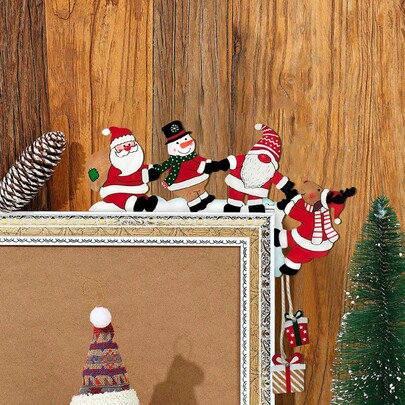 1/2/400 set di decorazioni natalizie in legno per cornici di porte, con Babbo Natale, renne e pupazzi di neve, decorazioni divertenti e rustiche per porte, finestre e feste a tema natalizio, per interni ed esterni, decorazioni per la casa e le stanze