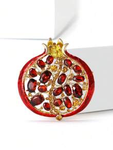 1 件女士水钻石榴胸针、水果胸针、适用于包、毛衣、外套、帽子、鞋子、连衣裙、西装