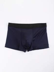 1-Piece Set Fun And Wacky "WARNING FART" Printed Navy Blue Men's Boxer Briefs, Comfortable, Skin-Friendly, Soft And Breathable Shorts, Comfortable For Both Casual And Daily Wear, A Fun Gift For Boyfriends On Halloween, Christmas And Valentine's Day - Navy Blue - View 3