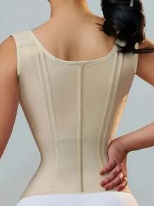 1 件女士按扣拉链束腰带，健身腰部训练器 - 卡其色 - 查看 2