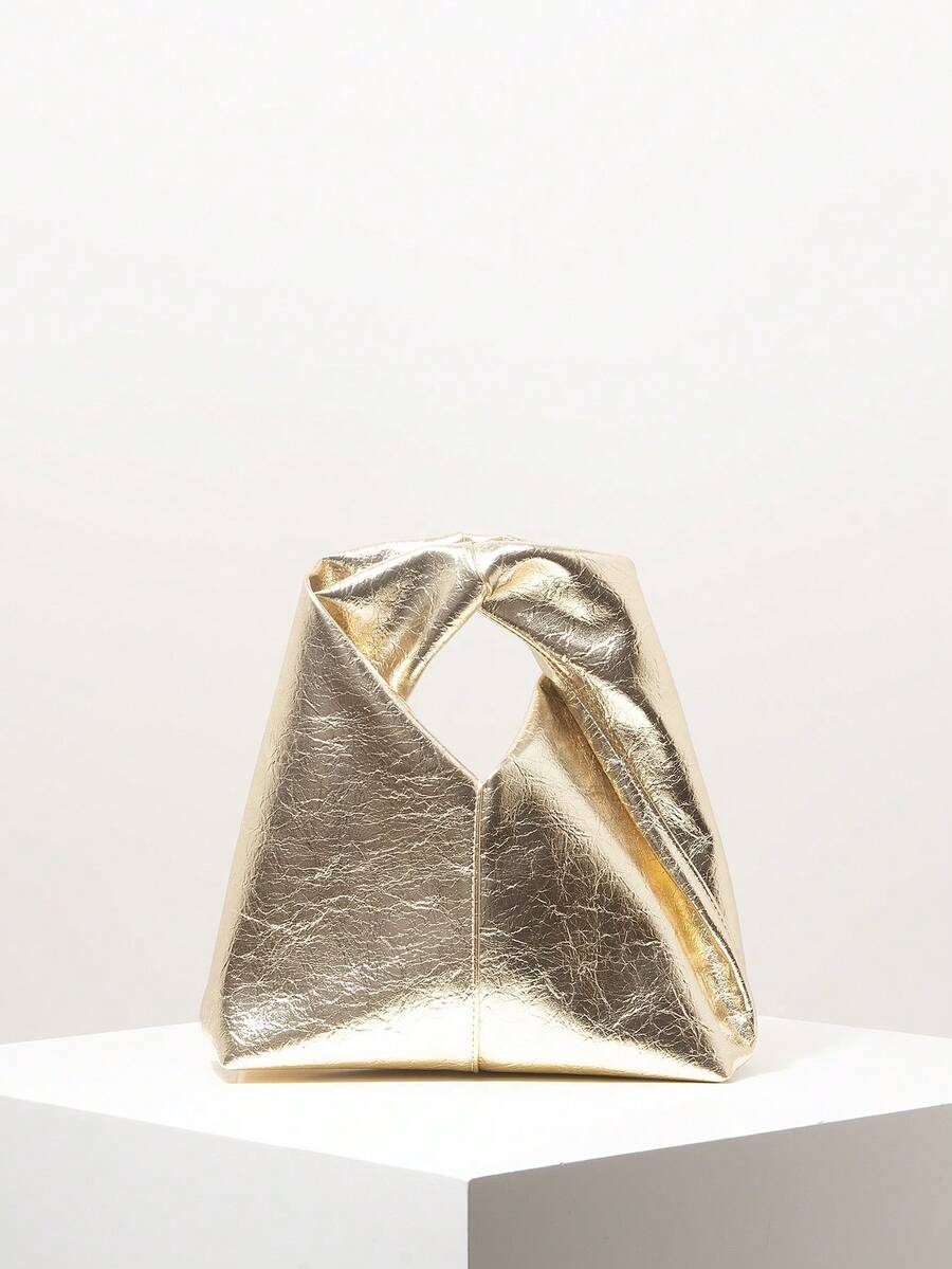 Bridal Party Ruched Handbag, Prom Bag, Asymmetric Bag, Prom Accessories, Elegant Women's Bag, Wedding Items, Fall Purse (Pattern Random) - Gold - View 1