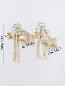 Metallic Leather Star & Heart Shaped Bag Charm, Bag Accessory