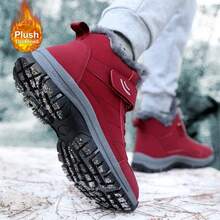 2025 Autumn And Winter Men's Casual Snow Boots Cover Feet New Fleece Warm Outdoor Cotton Shoes Mid-Leg  Sports - 紅色 - 查看 11