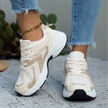 Women's New Thick Sole Sneakers, Lightweight Casual Shoes, Small White Shoes, Tennis Shoes, Versatile Running Shoes, Cute & Fashionable Lightweight Chunky Sneakers - 米色 - 查看 3