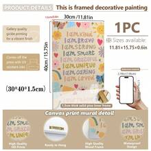 1 buc., Tablou de perete pe pânză, Decor pentru camera copiilor înrămat, Poster cu afirmații pentru copii, Imprimeu cu tematică florală, Imprimeu personalizat pentru dormitorul copiilor, Artă de perete personalizată pentru fete, Imprimeu pentru camera de joacă pentru fete, Decor pentru camera copiilor, Floral, Stil boem, Decor pentru camera copiilor, Decor pentru camera maternității