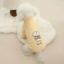 Fleece-Lined Dog Sweatshirt, Cute Cartoon Puppy Design, Warm Base Layer, Reversible Double-Sided Sherpa High Collar Pet Clothing, Autumn/Winter