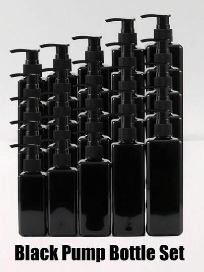 Minimalist Black Pump Bottle Set, Multi - Size Refillable Dispensers,Pump Bottles Dispenser, Lotion Pump Dispenser Bottle Travel Containers Plastic Empty Refillable Cosmetic Pump Bottle For Shampoo Shower Gel Conditioner, Practical Organizer For Skincare/Haircare/Travel, Must - Have For Beauty Enthusiasts & Minimalist Home Lovers,Back To School,College Essentials