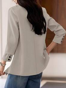 Lapel Neck Double Breasted Blazer - Maroon - View 2