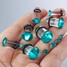 12Pcs Glass Stretching Kit With Rubber O-Rings For Body Piercing - Turquoise - View 4
