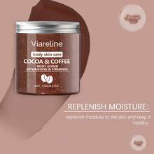 Viareline Body Exfoliating Scrub Cream Coconut/Grapefruit/Cocoa & Coffee Flavor | Sea Salt Particles Gentle Cleansing Hydrating Remove Dead Skin Improve Dry Rough Oil Control Tender Smooth Brightening Soften Skin Refreshing Scent Make Skin Elastic Bathing Body Care - Ca cao và cà phê - Xem 9