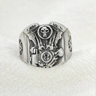 1pc Unique Fashion Engine Stainless Steel Ring, Suitable For Gifting To Friends, Colleagues, Parents, Boyfriend/Girlfriend, Couples