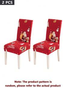 2/4/6pcs Christmas Chair Covers, Autumn Home Decor, Christmas Home Decoration, Pet Furniture Protector. Halloween, Christmas Decor, Christmas Tree, Santa Claus, Christmas Gift, Living Room, Bedroom, Outdoor Christmas Home Decoration Chair Covers - Multicolor - View 12