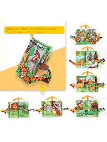 6-Page Unrippable Cloth Book For Infants & Toddlers, Montessori Cognitive Book With Ocean Animals & Dinosaur Cartoon Patterns, Promotes Early Learning & Cognitive Development, Christmas/Thanksgiving Gift, Baby Sensory Book, Infant Cloth Book, Baby's First Cognitive Book