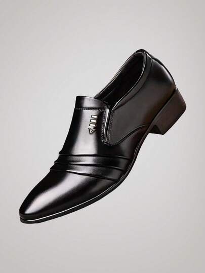 OFFICEAU أحذية فستان أنيقة ذات كعب منخفض من الجلد الأسود اللامع - تصميم راقي، مصنوعة من مادة بولي يوريثان عالية الجودة، إغلاق بالضغط، وطراز متعدد الاستخدامات للحفلات والمناسبات والارتداء في المكتب