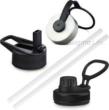 Magma Life Termo de Acero Inoxidable para Café y Agua 950 ml (32 oz): Contiene 3 Tapas para Diferentes tipos de Bebidas, Ideal para Mantener la Temperatura Deseada (Azul Capri) - Aceituna - Ver 9