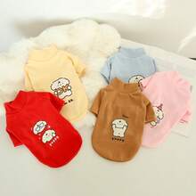 Fleece-Lined Dog Sweatshirt, Cute Cartoon Puppy Design, Warm Base Layer, Reversible Double-Sided Sherpa High Collar Pet Clothing, Autumn/Winter