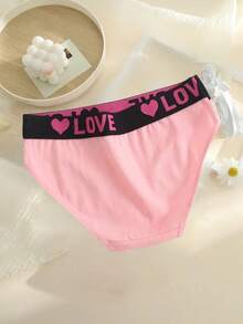 6 PCS, Women's Seamless Heart-Shaped Printed Underwear, Comfortable, Breathable, Elastic Waistband Underwear, Multiple Colors - 彩色 - 查看 4