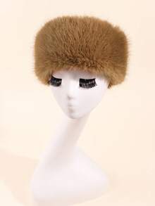 1pc Autumn And Winter Furry No Hollow Top Hat Hair Accessories Loop Fur Thickened Imitation Fox Fur Hat Loop Warm Fake Hair With Hat For Women, Plush Headband, Hollow Top Hat, Warm Fall Hair Band For Vacation Outfits Woman Women Bandanas Winter Plush Head Scarf - Multicolor - View 12