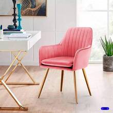 KITUL Juego de 2 Sillas con Reposabrazos Terciopelo Sillas Cocina con Respaldo de Cojín Asientos Modernos para Ocio Mediados Siglo para El Hogar y la Oficina Rosa - Rosa - Ver 2