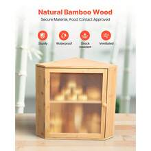 Panera de esquina para encimera de cocina, contenedor de pan de bambú de doble capa y gran capacidad, panera de madera rústica para pan casero, contenedor de almacenamiento con puerta acrílica ondulada, color natural - Esquina de madera natural de doble capa - Ver 4