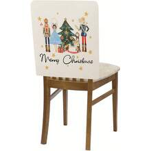 1pc/4pcs/24pcs Christmas Nutcracker & Pine Branch Chair Back Cover Protector, Washable Winter Dining Room Chair Slipcover For Home, Restaurant, Living Room, Kitchen Decor - Multicolor - View 7