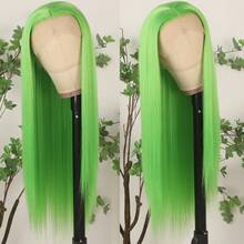 13x4 Free Part Mint Green Long Straight Lace Front Wigs Glueless Long Silky Straight Wigs Pre Plucked HD Lace 180% Density Light Green Wig Soft Free Part Wear And Go Lace Front Wigs For Fashion Women Party & Daily Wear 26 Inch - 綠色 - 查看 3
