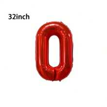 1pc 32/40 Inch Red Solid Number Foil Balloon, 0-9 Large Size Polyester Digit Balloons, Decorative Balloons, Reusable, Suitable For Birthday Decoration, Party Decoration, Anniversary, Room Decoration, Wedding Anniversary, Party Supplies - Red - View 13